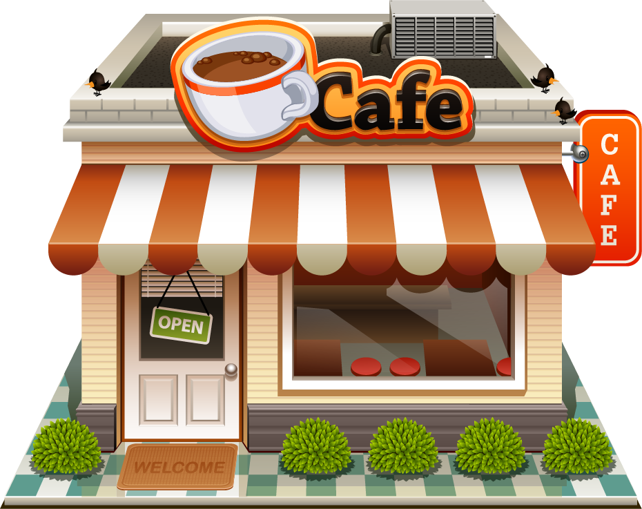Shop clipart street shop. Coffee tea cafe bakery