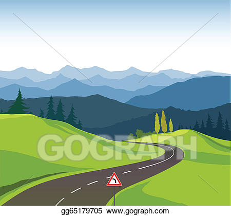 Vector art and drawing. Clipart road landscape