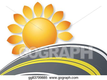 Clipart road logo. Vector art sun and