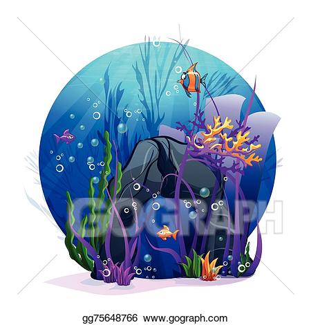 Vector art illustration of. Rock clipart underwater