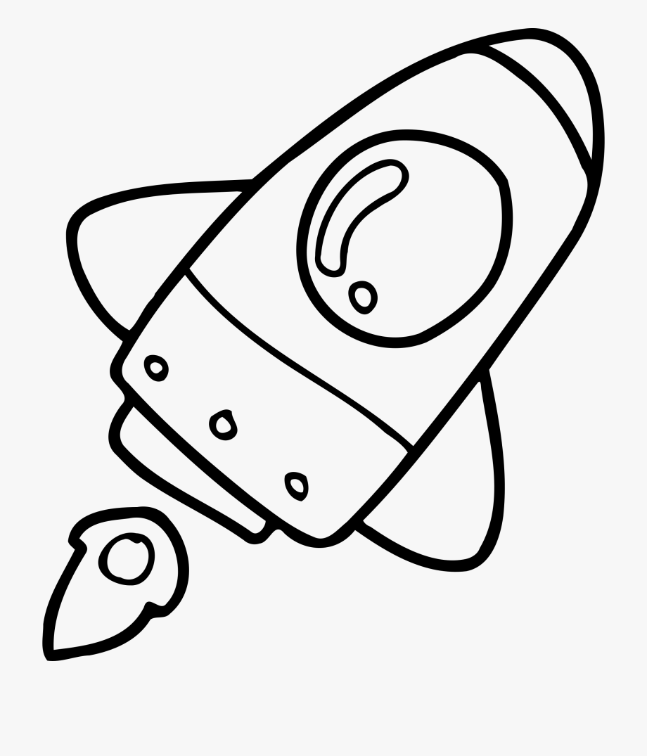 rocketship clipart black and white