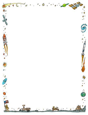Clipart rocket border. A printable space featuring