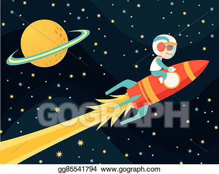 Clipart rocket boy. Vector illustration eps gg