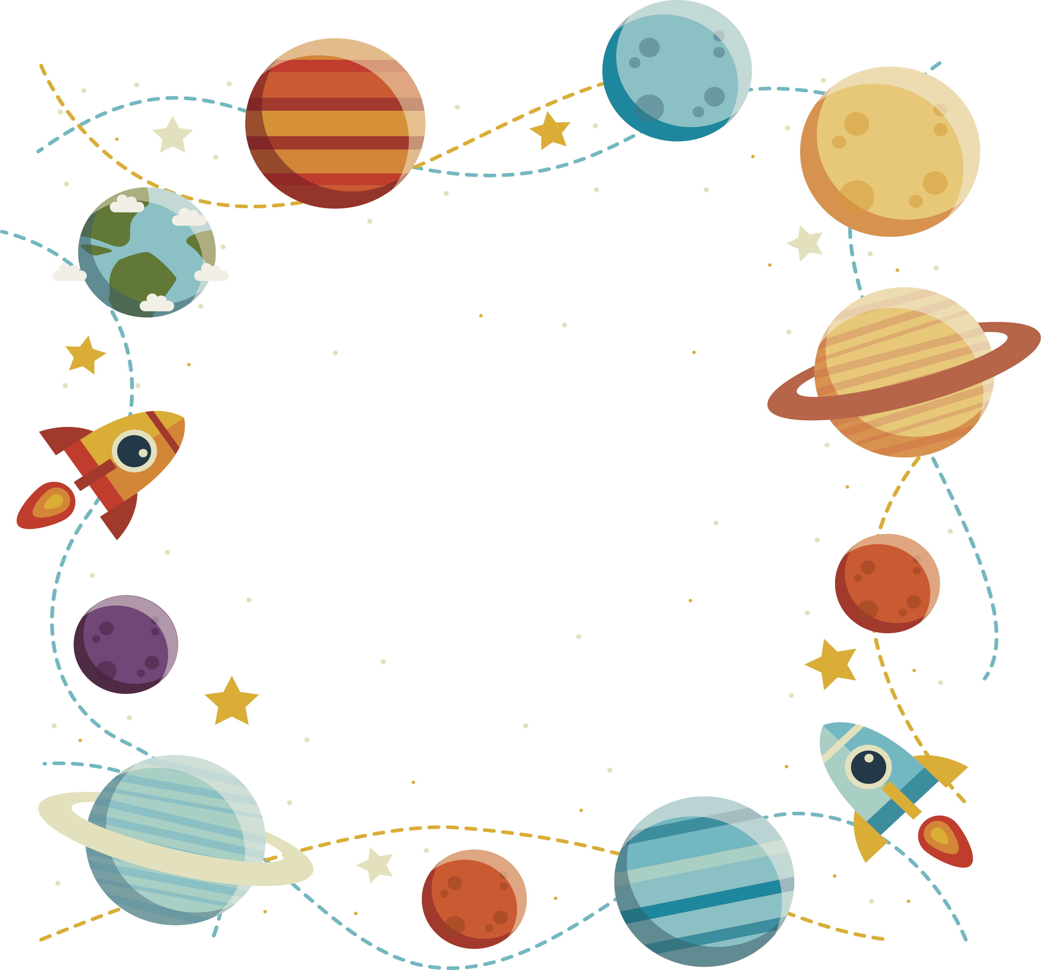 Yellow download outer space. Clipart rocket planet