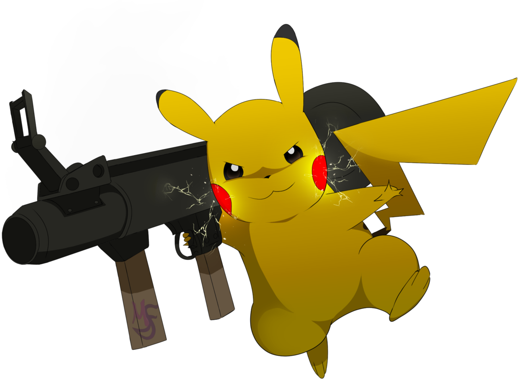 Pikachu holding an launcher. Clipart rocket yellow rocket