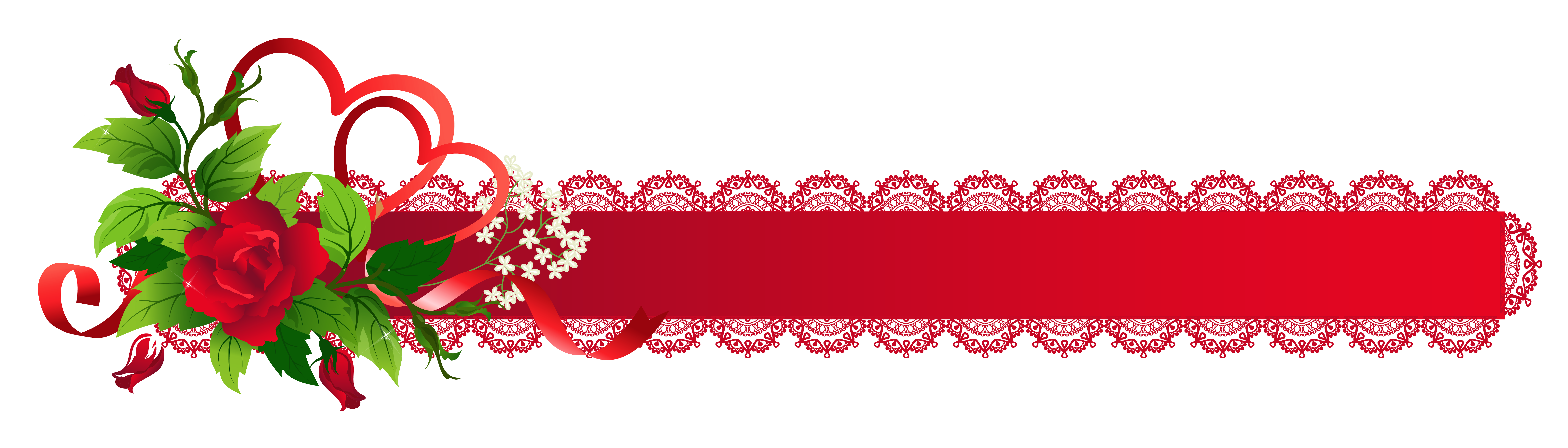 Clipart rose banner. Red deco ribbon with