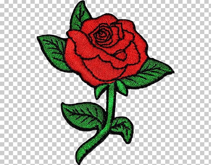 Embroidered patch iron on. Rose clipart embroidery