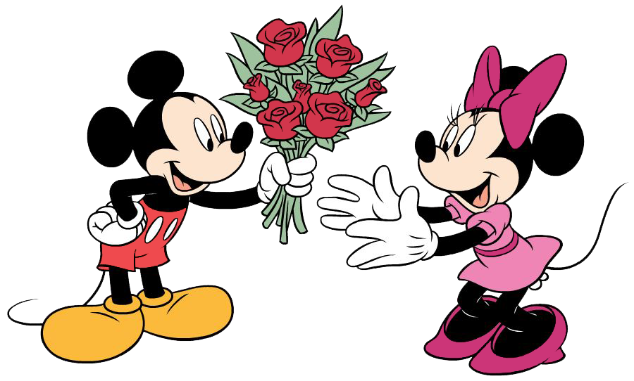Clipart rose giving. Image minnie mickey roses