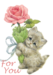 Animal valentine . Clipart rose kitty