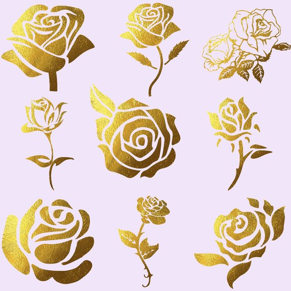 Clipart rose rose gold. Foil roses silhouettes silhouette