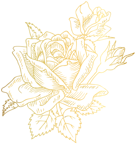 Gold flower png. Deco rose clip art