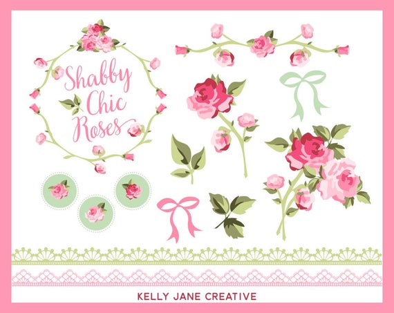 Rose clipart shabby chic. Vector floral lace wedding