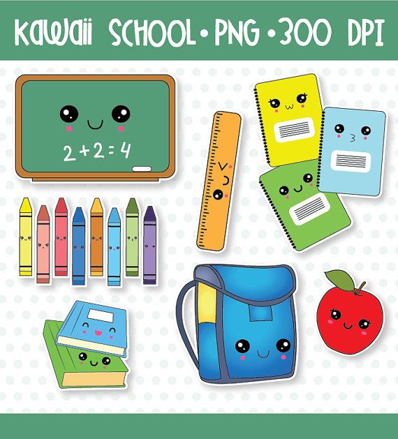 Classroom back to school. Crayon clipart kawaii