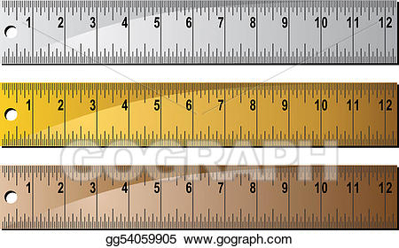 Eps illustration set vector. Clipart ruler metal ruler