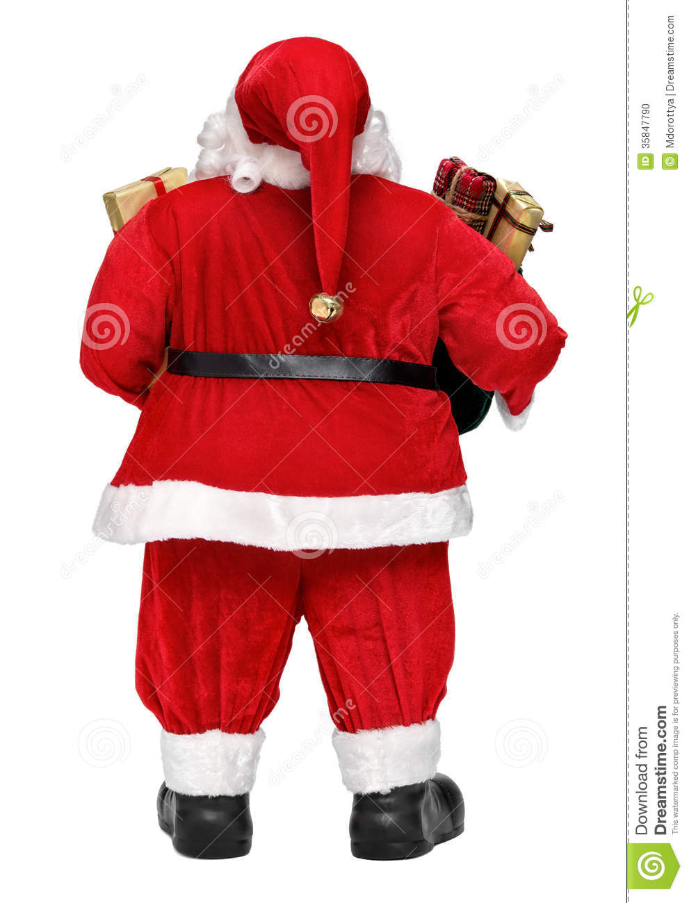 Funny claus doll with. Clipart santa back
