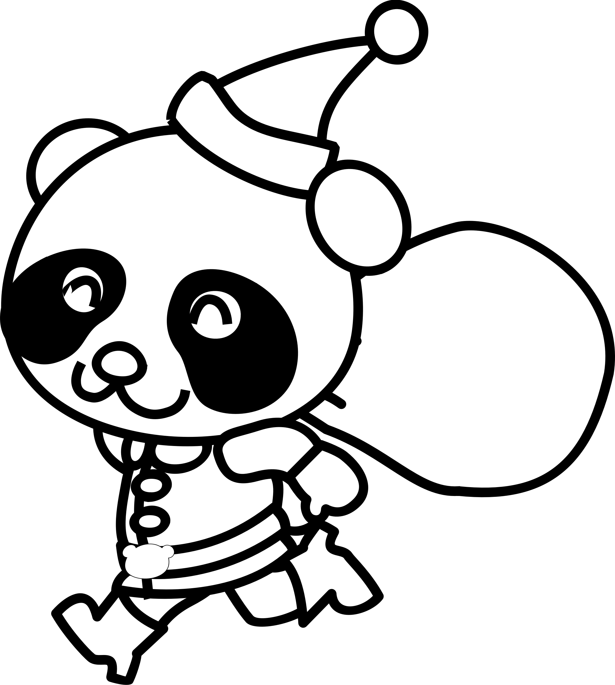 Santa panda big image. Couch clipart coloring page