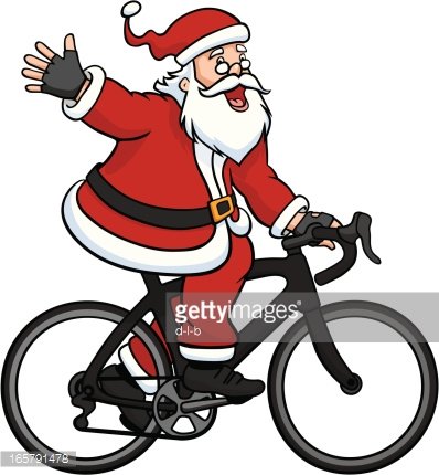 clipart santa cycling