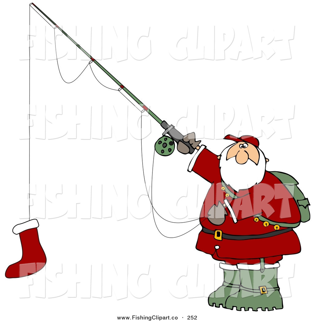 clipart santa fishing