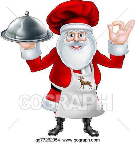 Clipart santa food. Vector art chef christmas