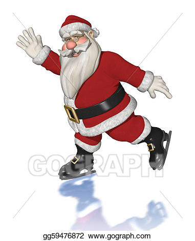clipart santa ice skating