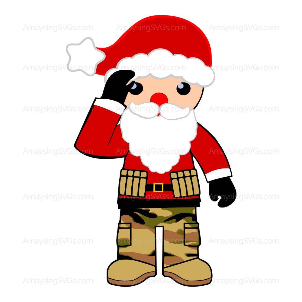 Clipart santa military. Svg soldier saluting christmas