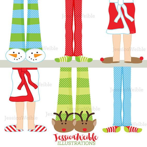 Christmas pajama feet cute. Pajamas clipart santa