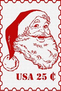 Secret printable papier play. Clipart santa postage stamp