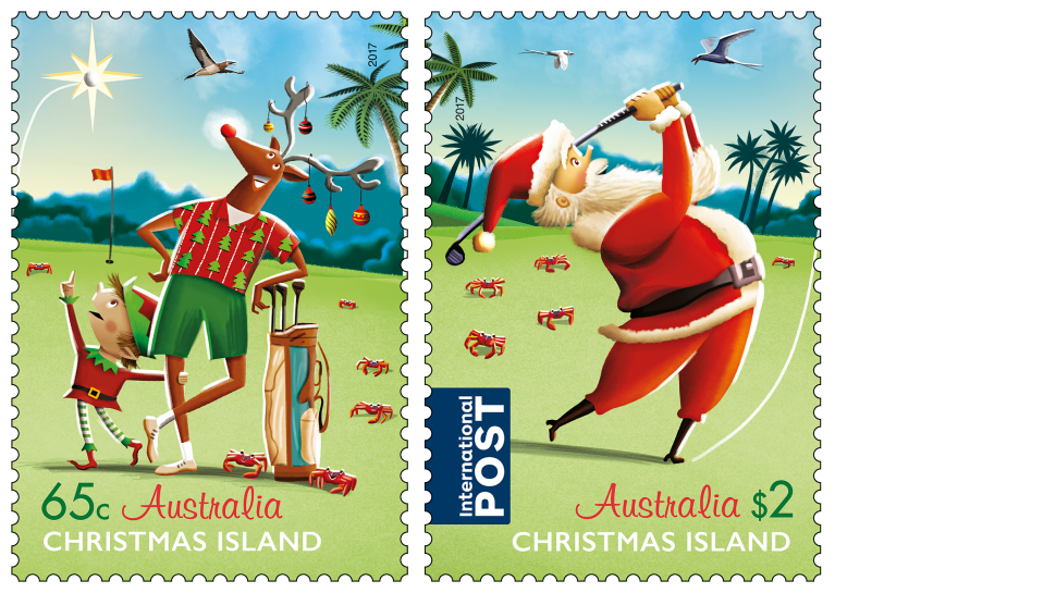 clipart santa postage stamp