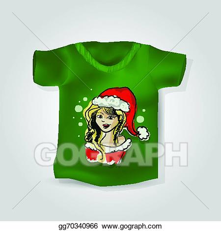 Clipart santa shirt. Eps illustration green t