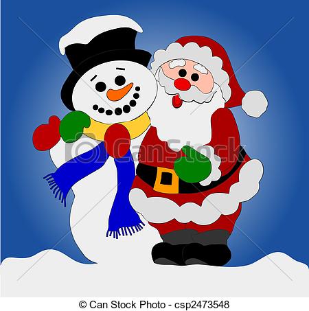 clipart santa snowman
