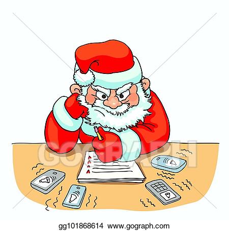 Vector sitting the table. Santa clipart thinking