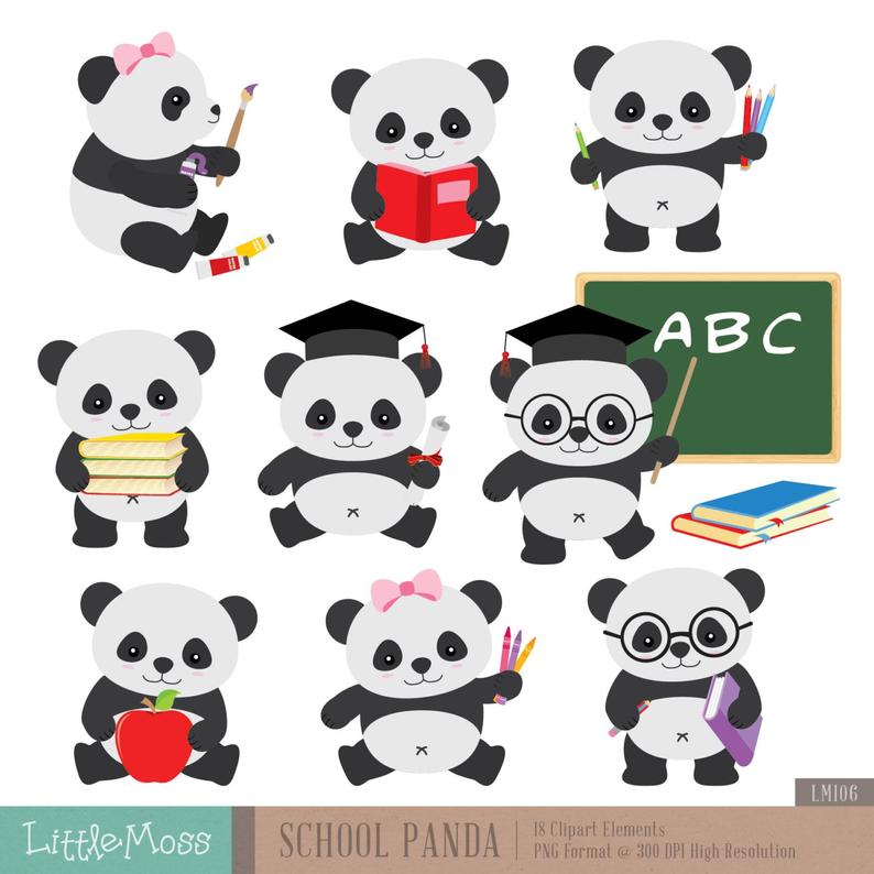 clipart school panda