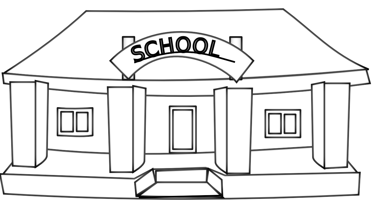 Grocery clipart school library building. Black and white 