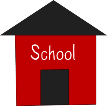 Red school house clip. Schoolhouse clipart simple