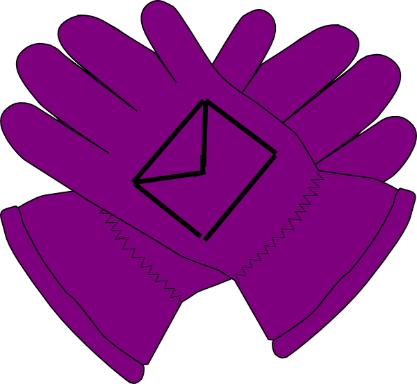 Purple gloves envelope clip. Mittens clipart cartoon