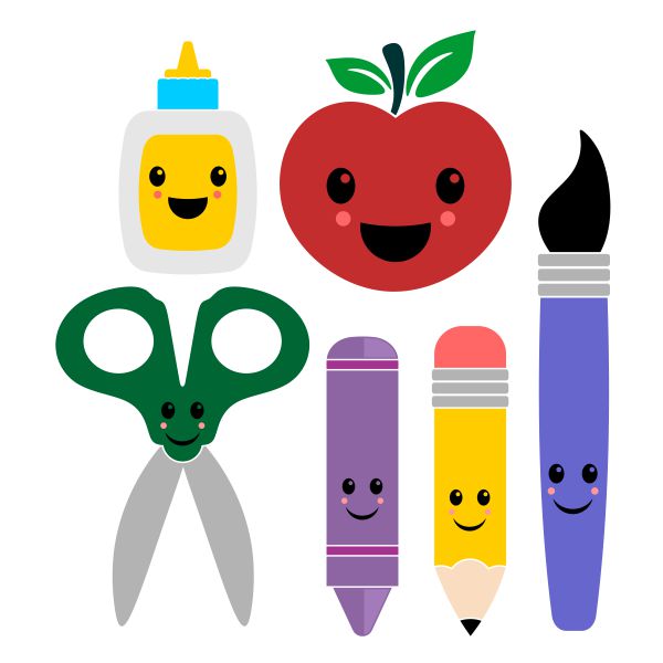 Clipart scissors crayon. School pack cuttable design