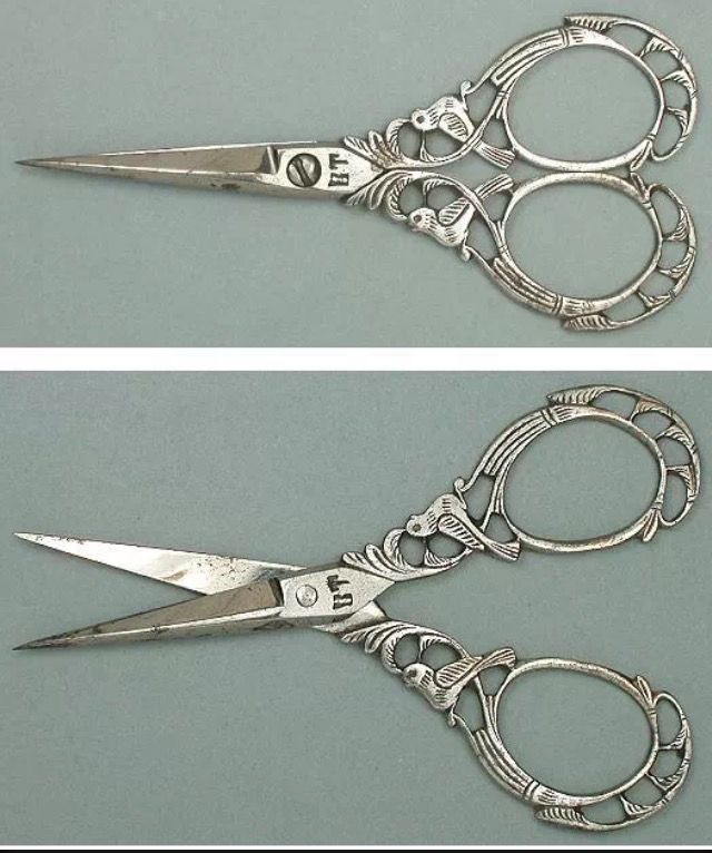Clipart scissors ornate embroidery. Antique steel filigree birds