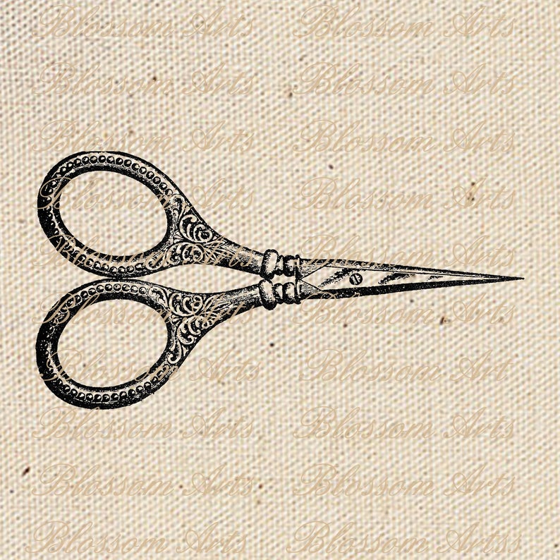 Instant digital download clip. Clipart scissors ornate embroidery