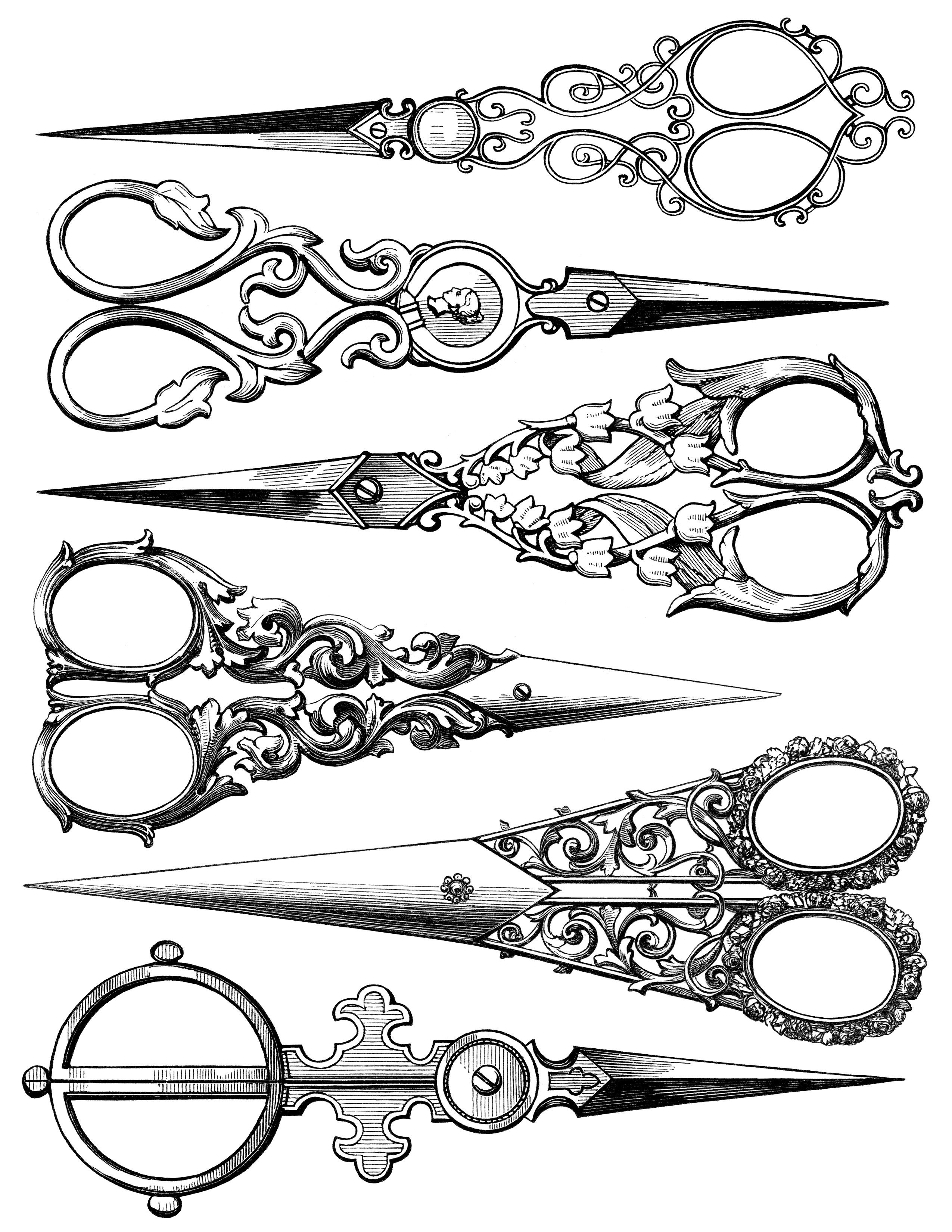 clipart scissors victorian style