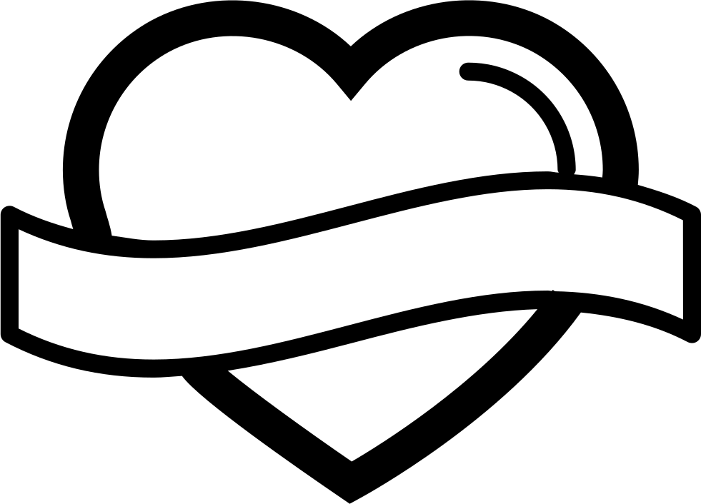 Label clipart label outline. Heart shape with banner
