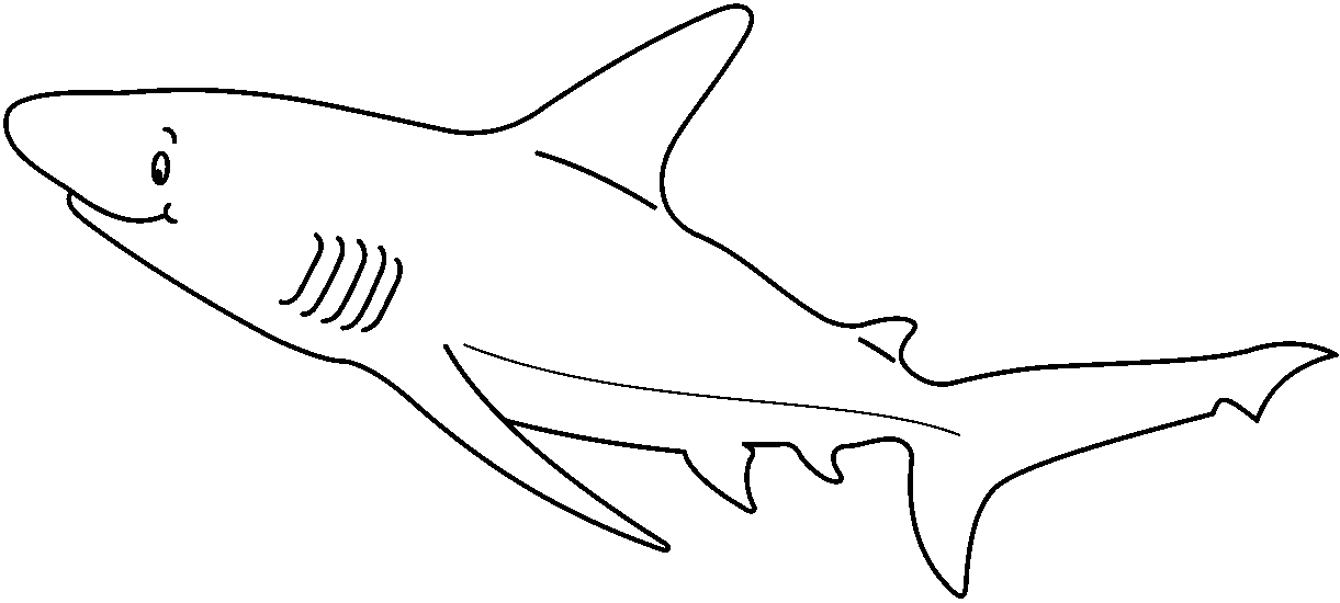 clipart shark black and white