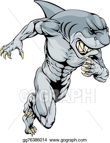 Clipart shark man. Eps illustration sports mascot