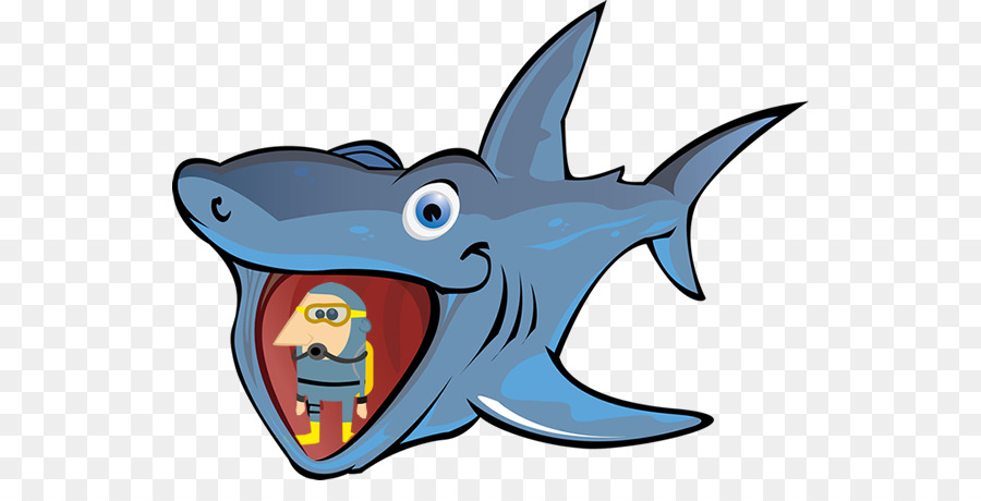 Great white background cartoon. Clipart shark man