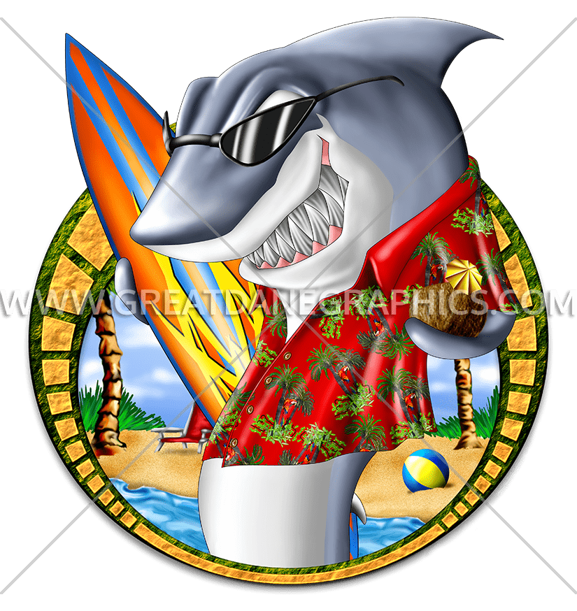 clipart shark surfer