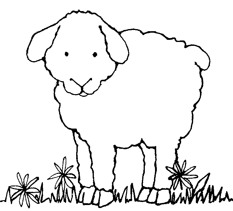 clipart sheep black and white