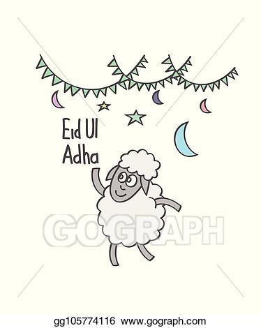Vector illustration cartoon doodle. Clipart sheep eid ul adha