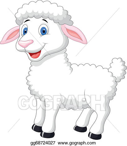 Cute cartoon illustration . Clipart sheep vector