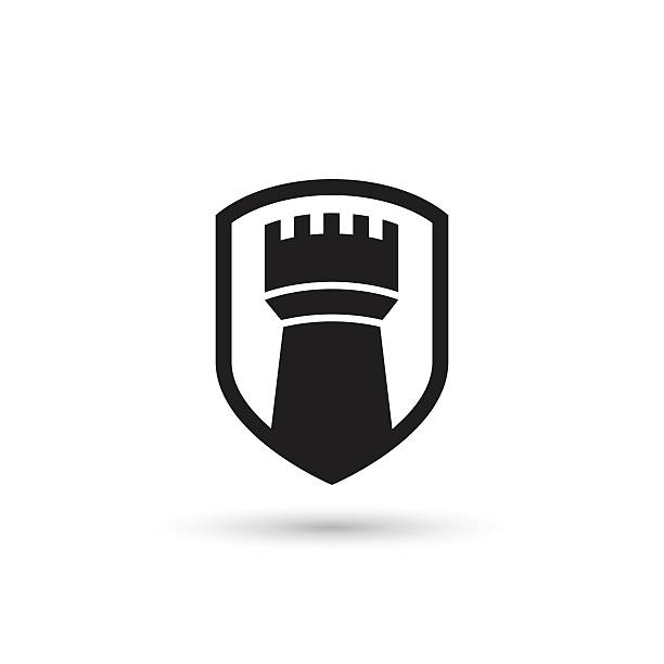 Tower isolated vector icon. Clipart shield castle