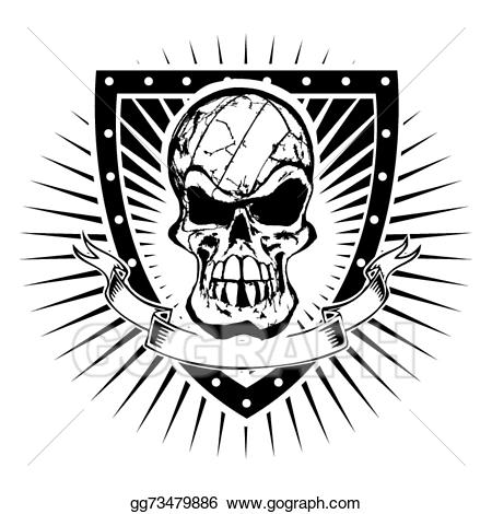 Clipart shield skull. Vector illustration volleyball eps