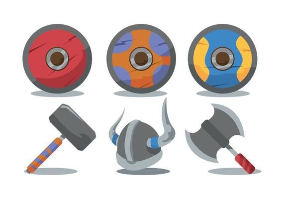 Clipart shield viking. And weapon vector set